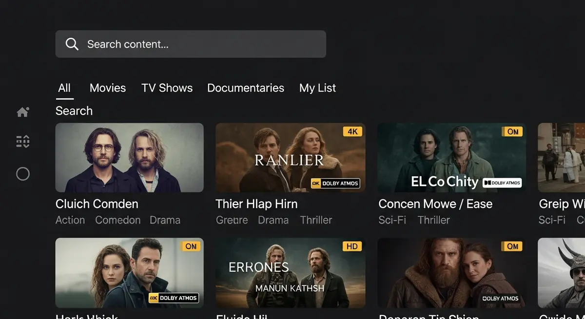 interface de recherche et navigation dans une application IPTV