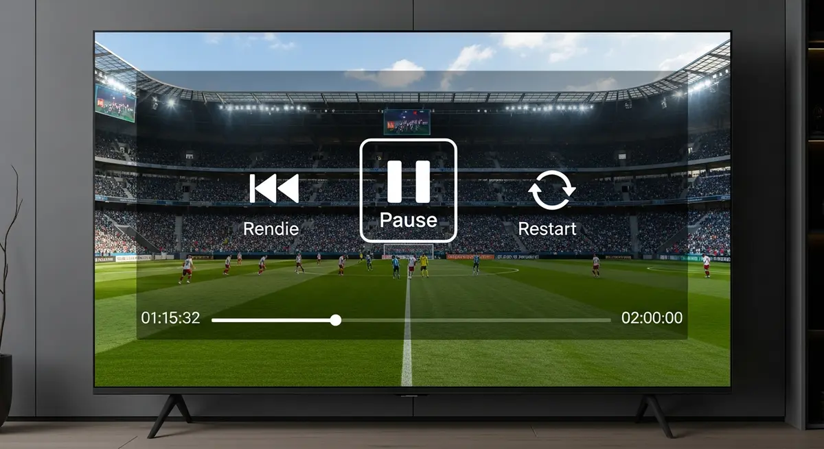 controles de time-shifting sur un flux de television en direct avec pause et retour arriere